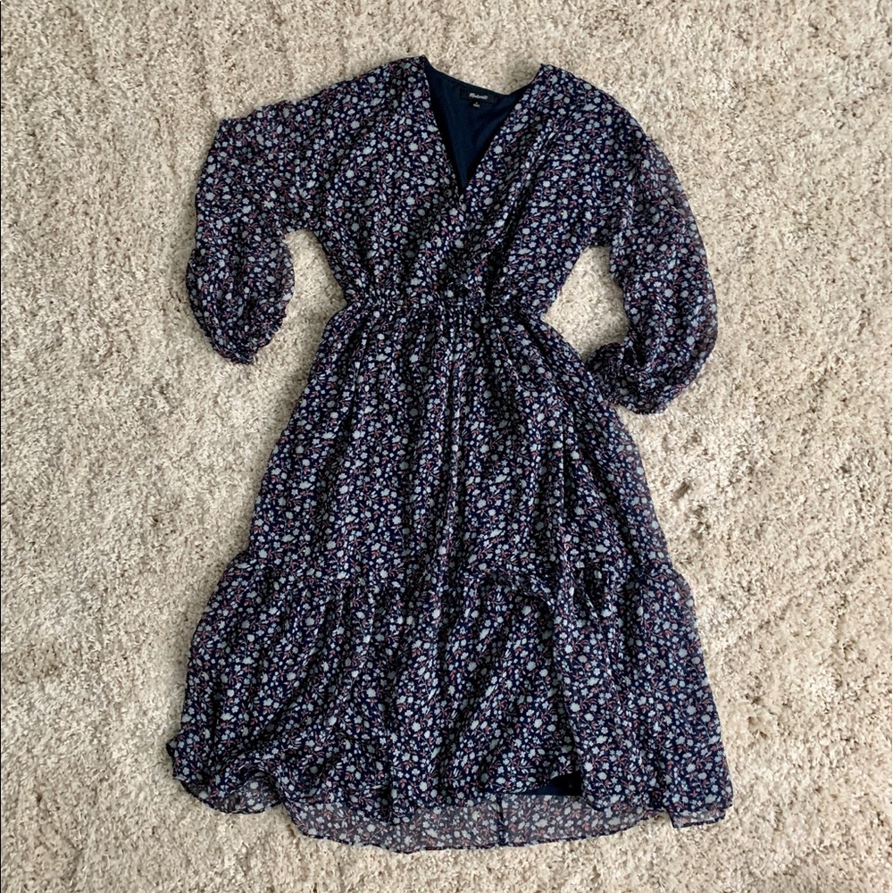 Madewell Floral Smocked Midi Dress